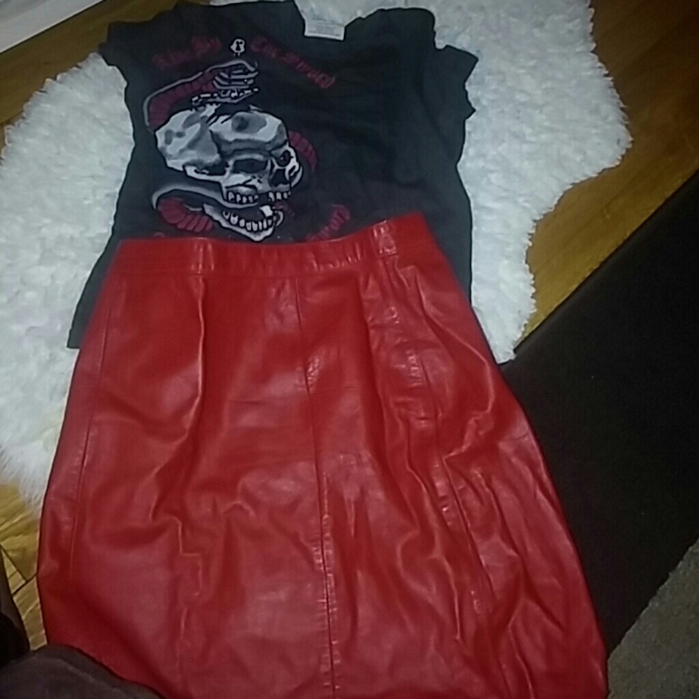 Genuine Red Leather skirt